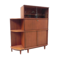 Vintage Vitrine, Secretaire Kast, Mahonie