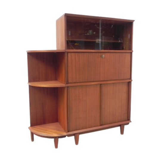 Vintage Vitrine, Secretaire Kast, Mahonie 1