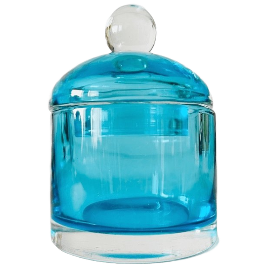 Vintage Glazen Bonbonnière Blauw Glas 1970’s 1