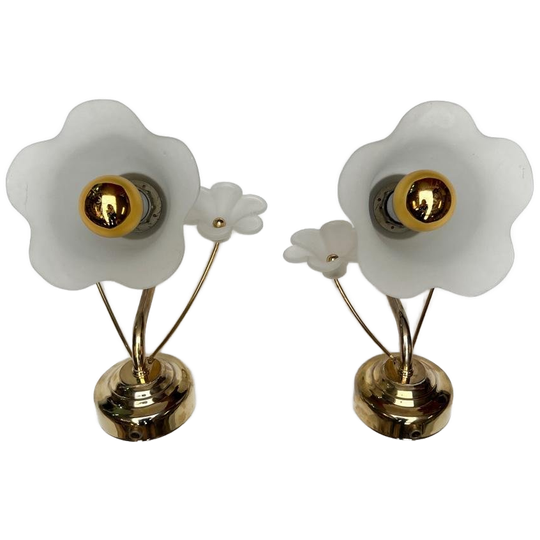 Set Van 2 Messing Art Deco Muurlampen, 1960's 1