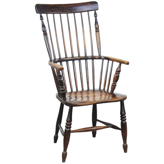 Prachtige, Elegante Antieke Houten Spijlen/ Stickback Windsor Stoel Met Een Mooie Kleurencombinat 1