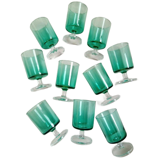 Vintage Luminarc Glazen 10 Stuks Zeegroen 1
