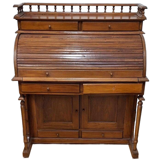 Verhuizingsopruiming! Massief Teakhouten Secretaire, Bureau. 1