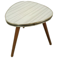 Vintage Bijzettafel Met Wit Grijs Gestreept Blad, Plantentafel Nr. 22