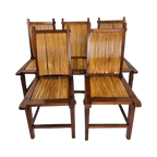 Set Van 5 Stoelen Met Hout En Bamboe Zitting thumbnail 1