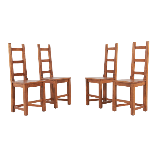 Set Of 4 Swedish Walnut Dining Chairs By Sven Larsson