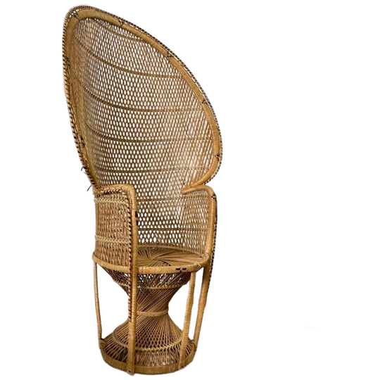 Vintage Rieten Pauwenstoel / Chaise Emmanuelle 1