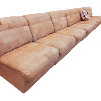 Modular Beige Leather Patchwork Sofa