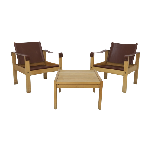 Safari Lounge Chair Set, Fauteuil Leer Escriba Brazil
