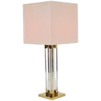 Vintage Plexiglas Tafellamp Messing Regency Lucite Brass ´70 thumbnail 1