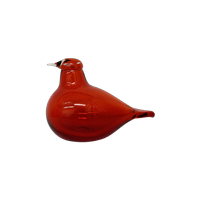 Vintage Glass Art Red Bird By Oiva Toikka For Iittala, 1980S