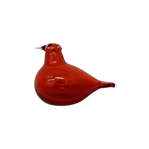 Vintage Glass Art Red Bird By Oiva Toikka For Iittala, 1980S