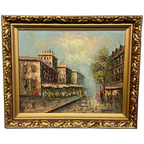 "parijse Straten". Gesigneerd. Impressionisme. Olieverf Op Doek. thumbnail 1
