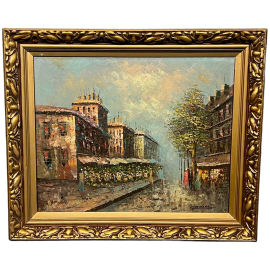"parijse Straten". Gesigneerd. Impressionisme. Olieverf Op Doek. 1