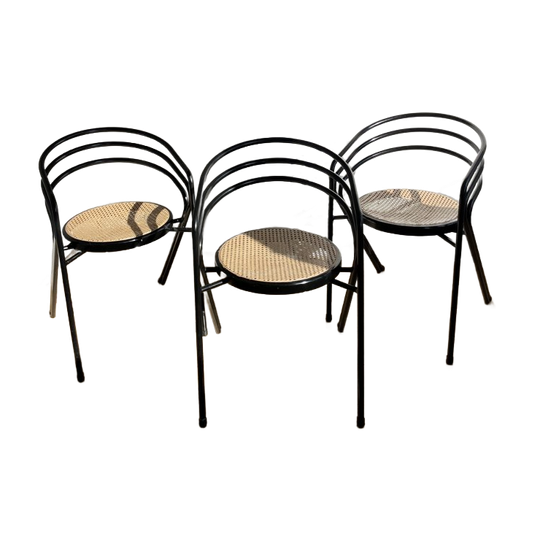 Vintage Buisframe Webbing Stoelen (3 Stuks) 1