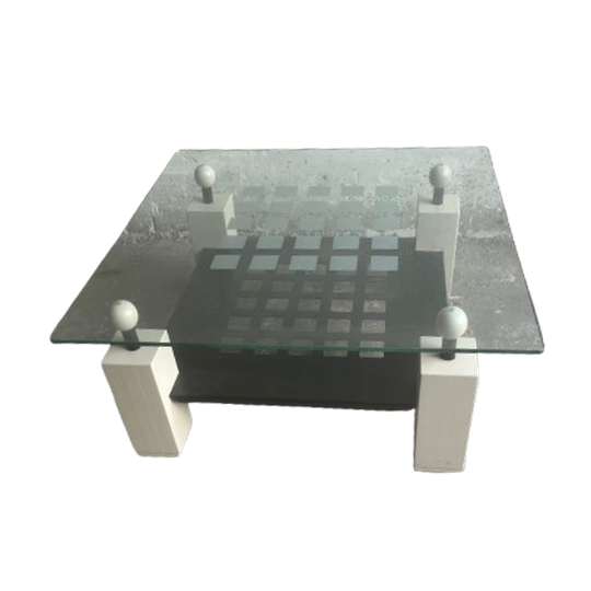 Memphis-style Glass Coffee Table, 1980s 1