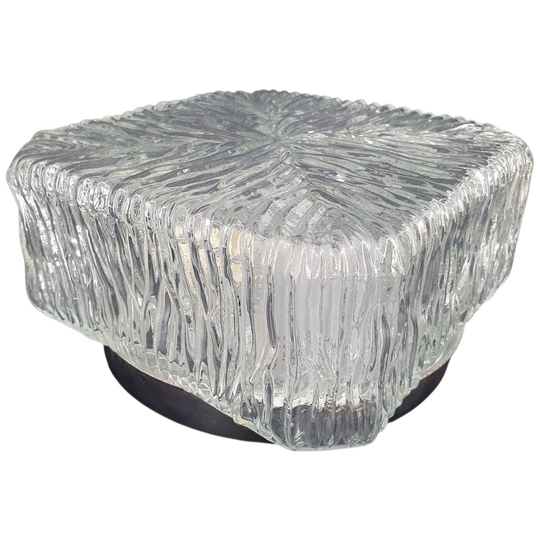 2243 Vintage Glazen Plafonnière Met Structuurglas 1