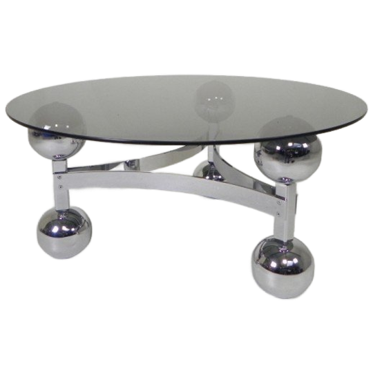 Space Age Sputnik Salontafel, Met Verchroomd Onderstel Jaren '70 1