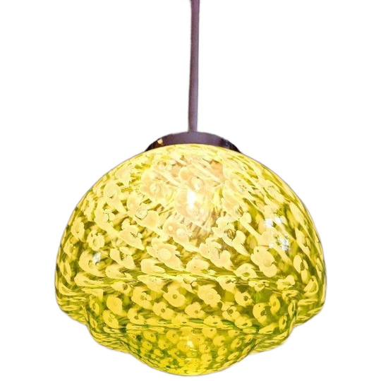 Grote Hanger Van Groen Gespikkeld Glas, Midden Eeuw 1