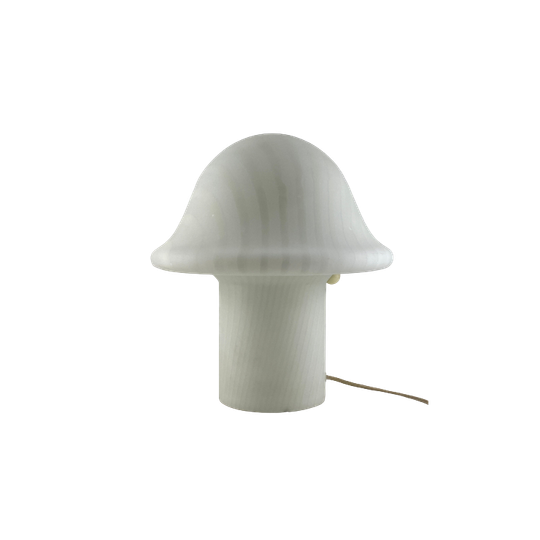 1 Of 3 Large White Crystal Glass Zebra Striped Peill And Putzler Mushroom Table Lamp Xl 1970 1