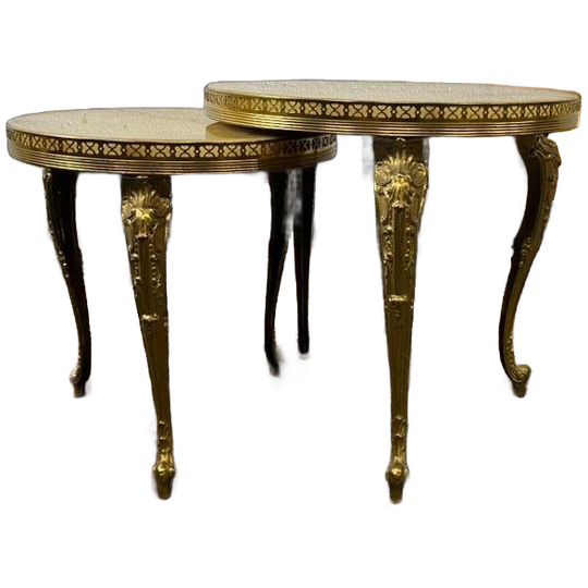 Set Van 2 Vintage Nesting Tables Met Onyx Blad 1