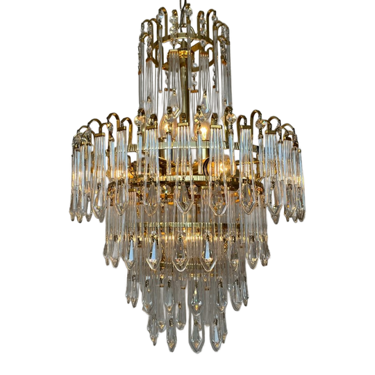 2 Beschikbaar! Vintage Kristallen Murano Geblazen Kroonluchters Hanglampen Art Deco Stijl ! 1