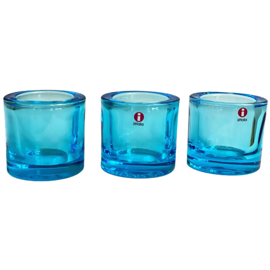 Set Van 3 Lichtblauwe Kivi Iittala Marimekko Kivi Waxinelichtjes / Kandelaars 1