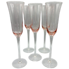 Set Roze Kristalglas Flûtes Mond Geblazen 5 Stuks thumbnail 1