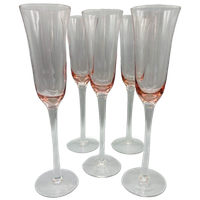 Set Roze Kristalglas Flûtes Mond Geblazen 5 Stuks