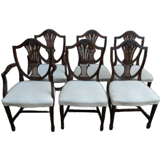 Antique George Hepplewhite Chairs Van 6 Stoelen Set 1