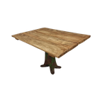 Antieke Tafel Eettafel Eiken Op Gietijzeren Poot 93 X 123 Cm thumbnail 1