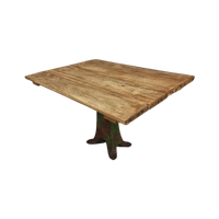 Antieke Tafel Eettafel Eiken Op Gietijzeren Poot 93 X 123 Cm