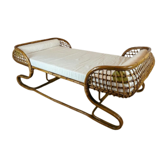 Uniek Rotan Daybed Van Bonacina, 1960'S 1