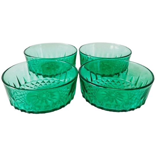 Arcoroc France Schaaltjes Smaragd Groen Glas 1960’s 1