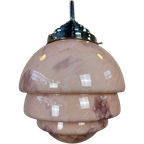 Art Deco Hanglamp – Rosé Opaline En Chroom thumbnail 1