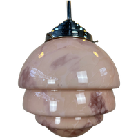 Art Deco Hanglamp – Rosé Opaline En Chroom