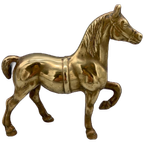 Vintage Groot Messing Paard Massief thumbnail 1