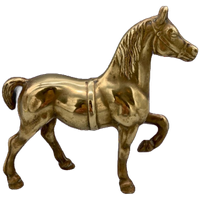 Vintage Groot Messing Paard Massief
