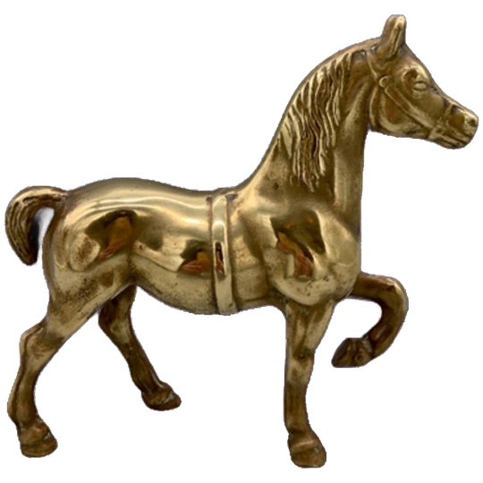 Vintage Groot Messing Paard Massief 1