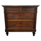 Vintage Antiek Dressoir Commode Ladekast, Badkamermeubel Met Marmer Blad 26 thumbnail 1