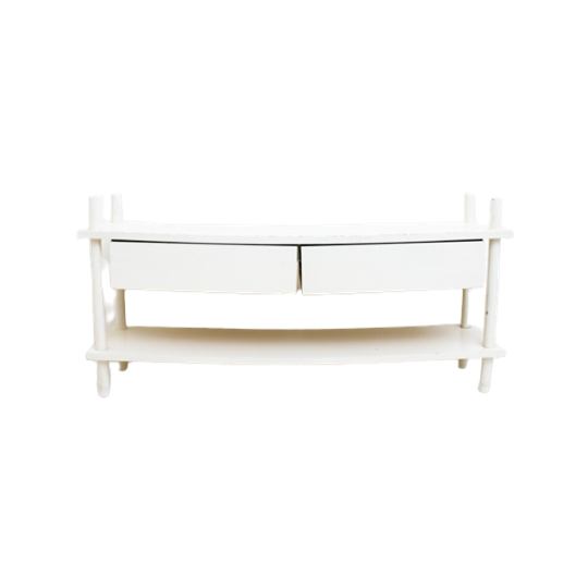 Wit Geschilderd Vintage Stokkenkastje Met Laatjes 1