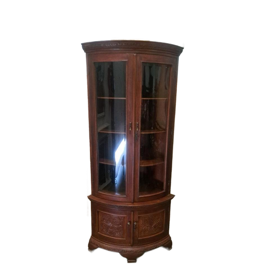 Klassieke ¼ Ronde Hoek Vitrine, Servies Kast 1