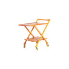Mid-century Italian Design Foldable Teak Serving Trolley/bar Cart thumbnail 1