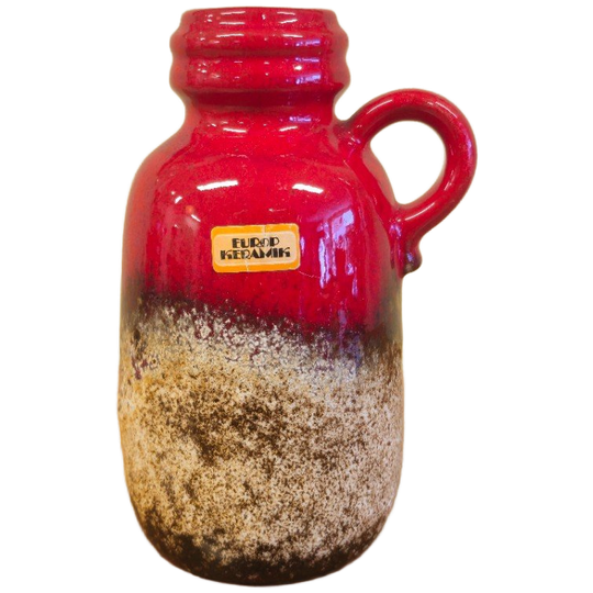 Vintage West Germany Vaas Vaasje Oorvaasje Rood Bruin 1