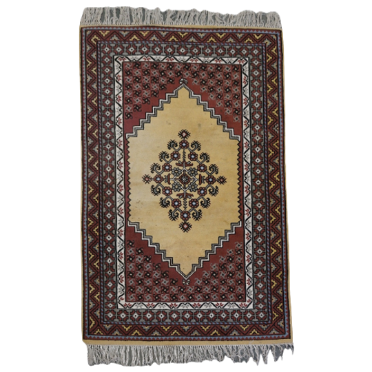 Vintage Wollen Vloerkleed Voornamelijk Paarse En Gele Tinten 255x150cm 1