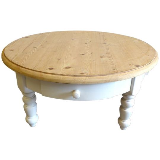 Prachtige Ronde Witte Landelijke Salontafel 1