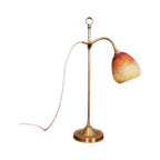 Art Deco Lamp In Messing En Glas Gesigneerd Schneider, 1920 thumbnail 1