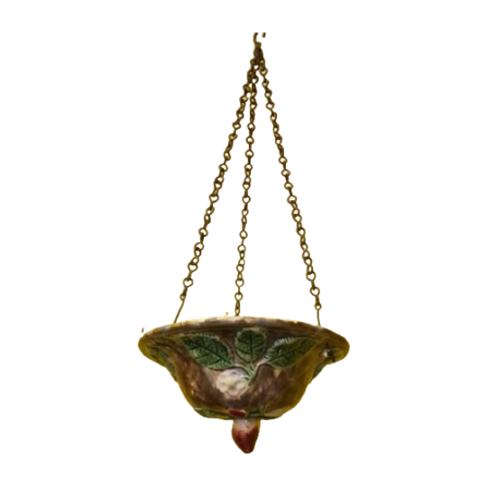 Frans Art Nouveau Majolica Hang Bloempot, Begin 20e Eeuw 1