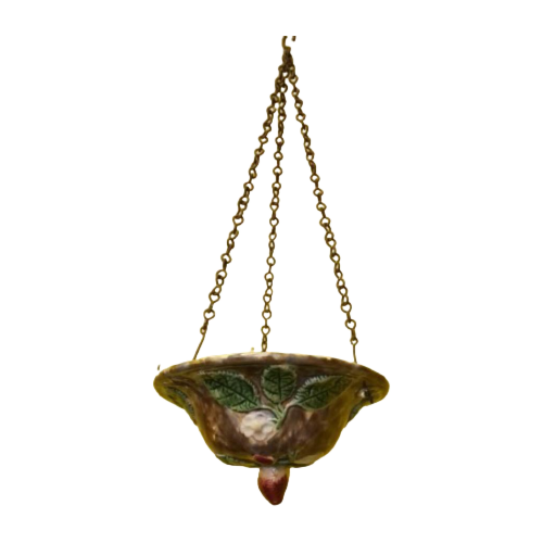 Frans Art Nouveau Majolica Hang Bloempot, Begin 20E Eeuw