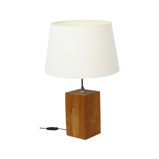 Landelijke Lamp Massief Houten Verstelbare Tafellamp 1
